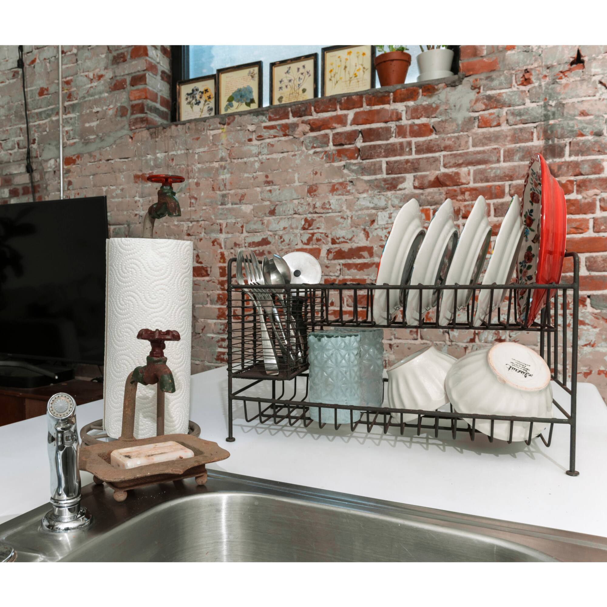Hello Honey® 7" Rustic Metal Soap Dish with Faucet